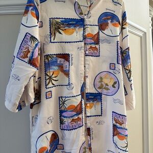 Tropical Postcard Print Women's Swim Coverup